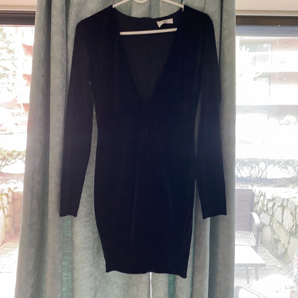 Long sleeve black velour dress. Perfect for NYE